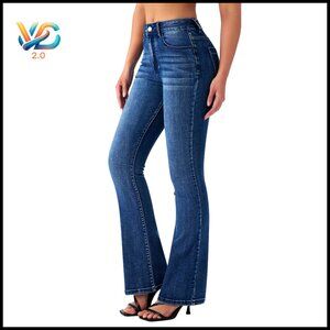 Stretchy Flare Jeans Mid Rise Bootcut Curvy Denim Pants Trendy Y2K